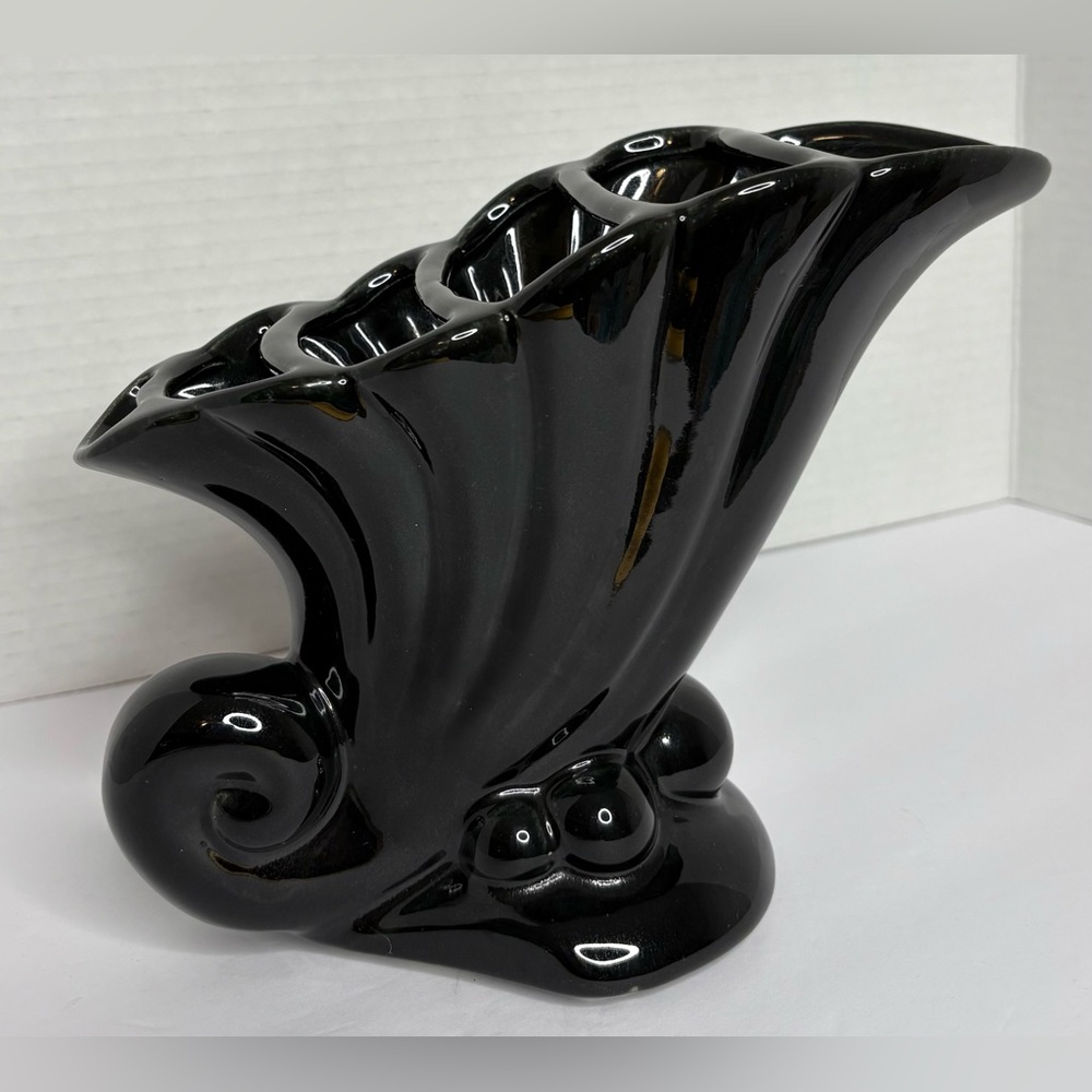 Beauceware Made in Canada Elegant Black Ceramic Vase Vintage